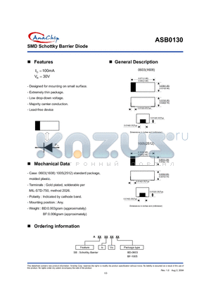 ASB0130BD datasheet - SMD Schottky Barrier Diode