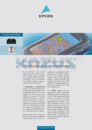 ASB1200V1 datasheet - Pressure Sensors for Barometric Measurements in Consumer Applications