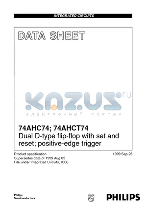 74AHC74 datasheet - Dual D-type flip-flop with set and reset; positive-edge trigger