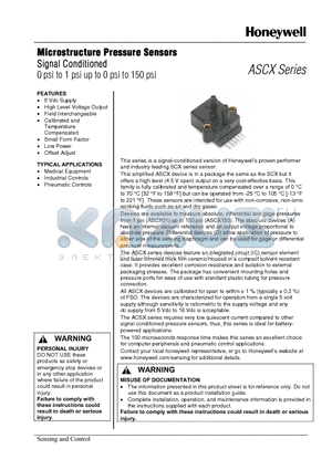 ASCX datasheet - Microstructure Pressure Sensors