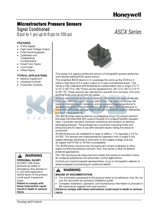 ASCX150AN datasheet - Microstructure Pressure Sensors