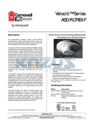 ASD-FILTREX-F datasheet - Analog PE Smoke Sensor for Harsh Environments