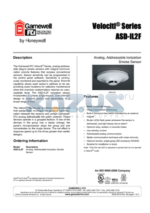 ASD-IL2F datasheet - Analog, Addressable loniation Smoke Sensor