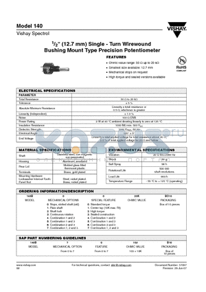 104B7520KBO10 datasheet - 1/2 (12.7 mm) Single - Turn Wirewound Bushing Mount Type Precision Potentiometer