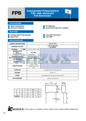 104FPB102K datasheet - Impregnated Polypropylene Film with Aluminum Foil Electrodes