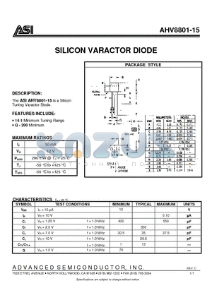 AHV8801-15 datasheet - SILICON VARACTOR DIODE