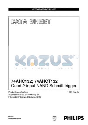 74AHCT132 datasheet - Quad 2-input NAND Schmitt trigger
