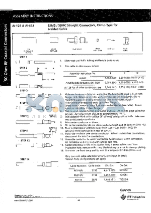 AI-128 datasheet - SSMB/SSMC Straight Connectors, Crimp Type for Braided Cable