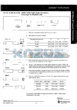 AI-129 datasheet - SSMB/SSMC Right Angle Connectors, Crimp Type for Braided Cable