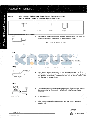 AI-302 datasheet - SMA Straight Connectors, Direct Solder(Cable Conductor used as Center Contact) Type for semi-rigid cable