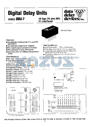 DDU-7-100 datasheet - 10 Taps (14 pins DIP) T2L Interfaced