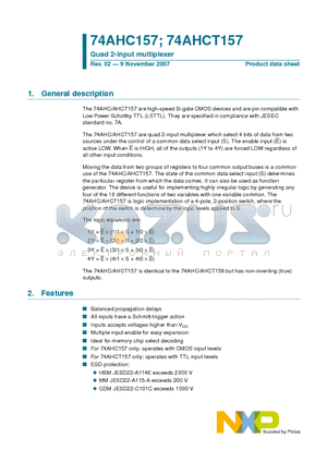 74AHCT157 datasheet - Quad 2-input multiplexer