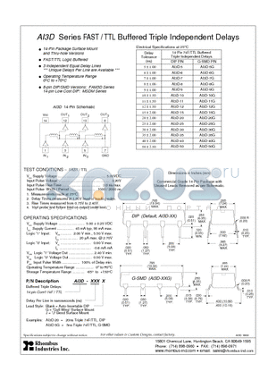 AI3D-25G datasheet - AI3D Series FAST / TTL Buffered Triple Independent Delays