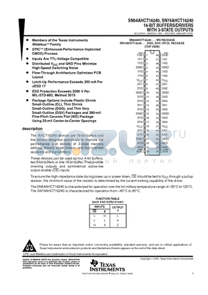 74AHCT16240DGGRG4 datasheet - 16-BIT BUFFERS/DRIVERS WITH 3-STATE OUTPUTS