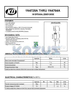 1N4744 datasheet - 1W EPITAXIAL ZENER DIODE | 1N4744.pdf by Diotech  Company. | 1N4744 documentation view on KAZUS.RU