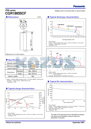 CGR18650CF datasheet - PSS seriesl