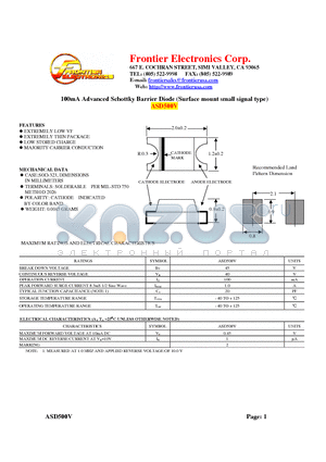 ASD500V datasheet - 100mA Advanced Schottky Barrier Diode (Surface mount small signal type)