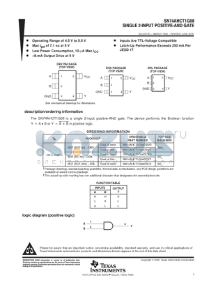 74AHCT1G08DBVRG4 datasheet - SINGLE 2-INPUT POSITIVE-AND GATE