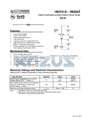 1N4746A datasheet - Glass Passivated Junction Silicon Zener Diode