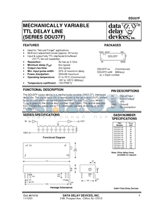 DDU37F-25 datasheet - MECHANICALLY VARIABLE TTL DELAY LINE