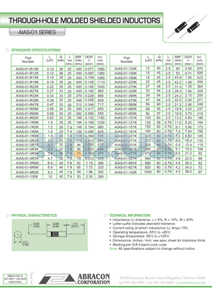 AIAS-01-1R8K datasheet - THROUGH-HOLE MOLDED SHIELDED INDUCTORS