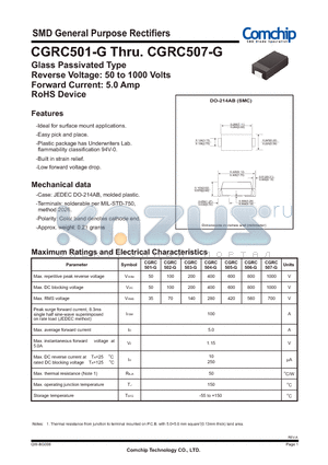 CGRC504-G datasheet - SMD General Purpose Rectifiers