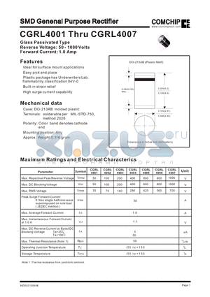 CGRL4002 datasheet - SMD Genenal Purpose Rectifier