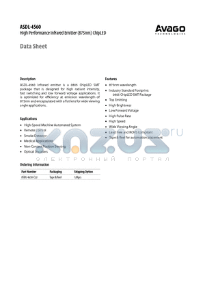 ASDL-4650-C22 datasheet - High Performance Infrared Emitter (875nm) ChipLED