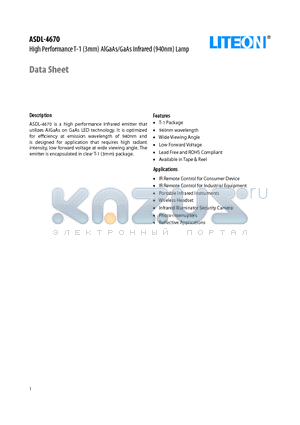 ASDL-4670 datasheet - Property of Lite-On Only