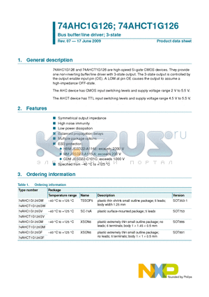 74AHCT1G126 datasheet - Bus buffer/line driver; 3-state