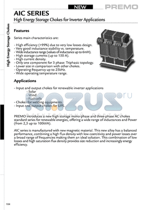 AIC-2P-250-23 datasheet - High Energy Storage Chokes for inverter Applications