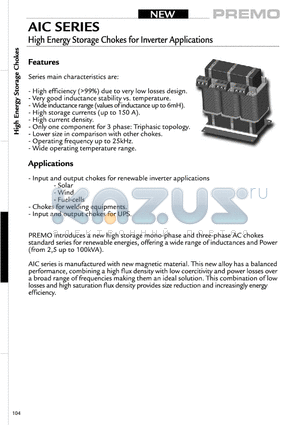 AIC-2P-600-12 datasheet - High Energy Storage Chokes for inverter Applications