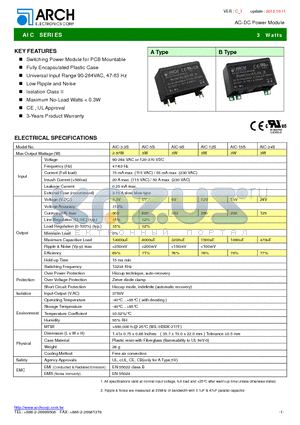 AIC-3.3S datasheet - Switching Power Module for PCB Mountable