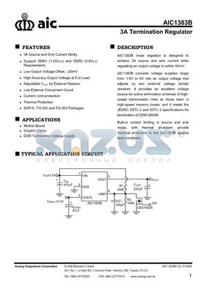 AIC1383B datasheet - 3A TERMINATION REGULATOR