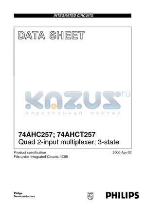 74AHCT257 datasheet - Quad 2-input multiplexer; 3-state