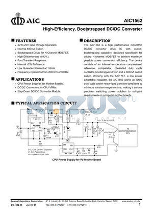 AIC1562CS datasheet - High-Efficiency, Bootstrapped DC/DC Converter