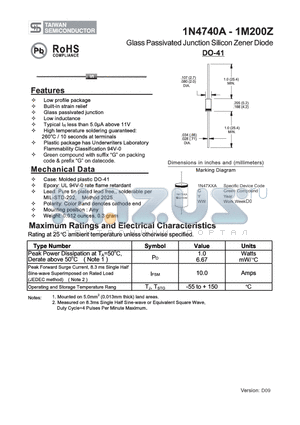 1N4751A datasheet - Glass Passivated Junction Silicon Zener Diode