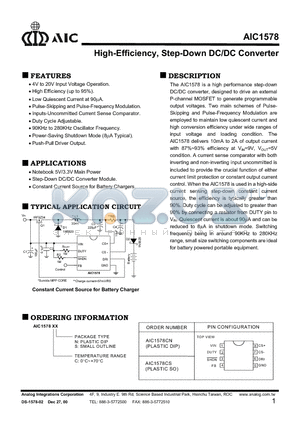 AIC1578CN datasheet - High-Efficiency, Step-Down DC/DC Converter