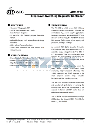 AIC1579CS datasheet - Step-Down Switching Regulator Controller