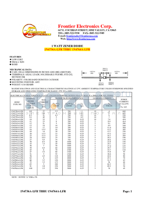 1N4751A-LFR datasheet - 1 WATT ZENER DIODE