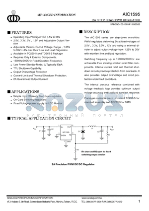 AIC1595A-25CM datasheet - 2A STEP-DOWN PWM REGULATOR