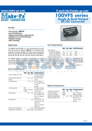 105D24VFS datasheet - Single & Dual Output DC/DC Converter
