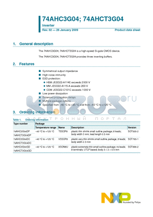 74AHCT3G04 datasheet - Inverter