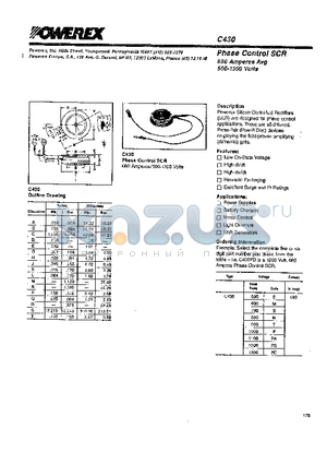 C430M datasheet - Phase Control SCR 680 Amperes Avg 500-1300 Volts