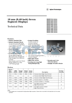 5082-F301-00016 datasheet - 10 mm (0.40 inch) Seven Segment Displays