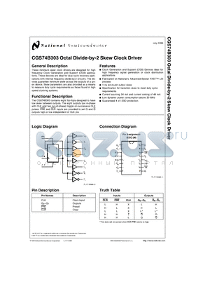 CGS74B303 datasheet - Octal Divide-by-2 Skew Clock Driver