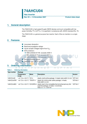 74AHCU04D datasheet - Hex inverter