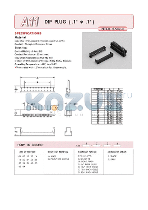 A1106BG1 datasheet - DIP PLUG PITCH 2.54mm