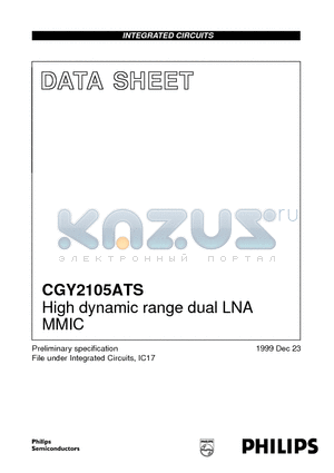 CGY2105 datasheet - High dynamic range dual LNA MMIC