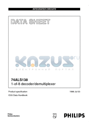 74ALS138N datasheet - 1-of-8 decoder/demultiplexer